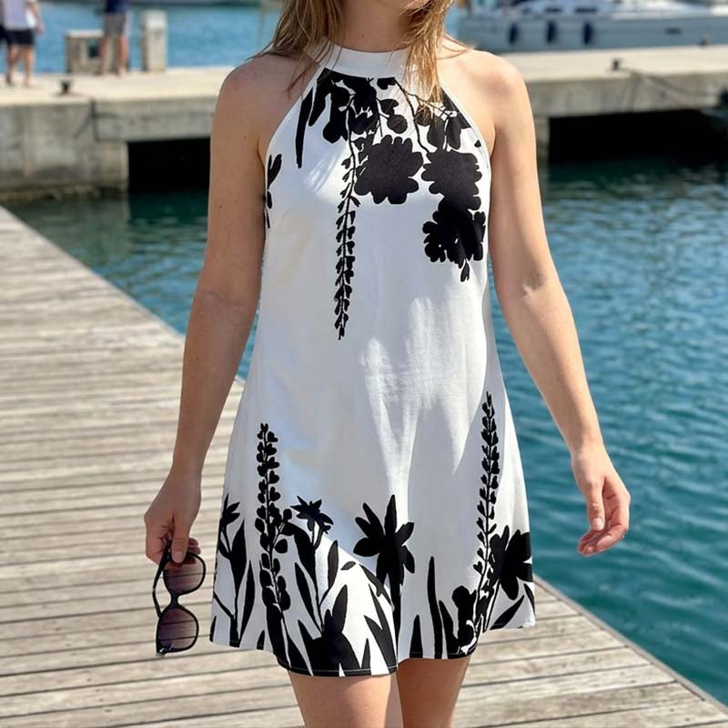 👗 Neues Sommerkleid 2026 – mit floralem Print, Neckholder-Band & offenem Rücken, luftig & elegant für Strand, Urlaub & Gartenpartys 🌸☀️