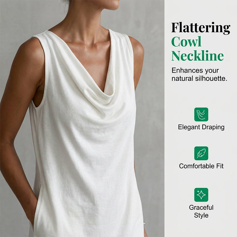 👗 50% RABATT! ⏰ Elegantes Slim-Fit-Kleid mit Wasserfallausschnitt – Ärmellos & mit Seitentaschen – Vielseitig & schmeichelhaft – perfekt für Büro, Dinner oder einen stilvollen Auftritt im Alltag ✨🌸