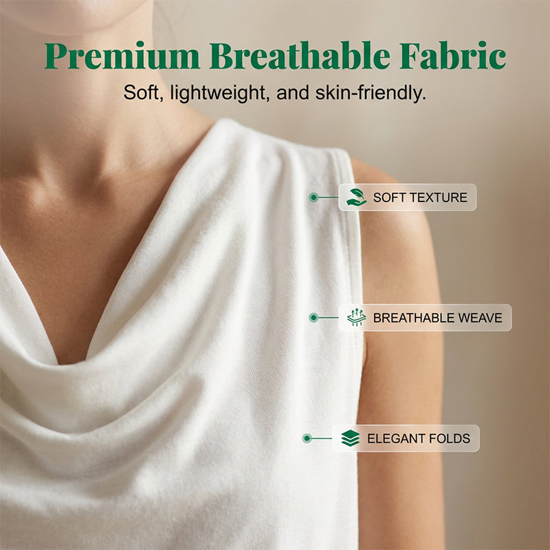 👗 50% RABATT! ⏰ Elegantes Slim-Fit-Kleid mit Wasserfallausschnitt – Ärmellos & mit Seitentaschen – Vielseitig & schmeichelhaft – perfekt für Büro, Dinner oder einen stilvollen Auftritt im Alltag ✨🌸