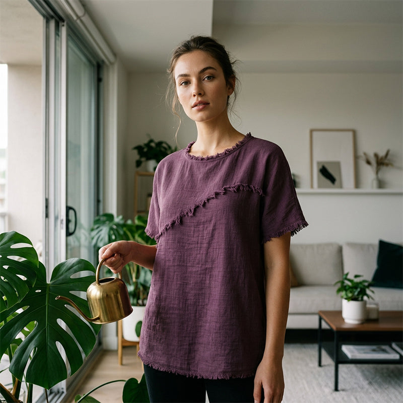 👚 Damen-Sommer-Top mit rohen Saumkanten & Paneelen – leicht, luftig & vielseitig für Alltag, Strand & Reisen ☀️🌿