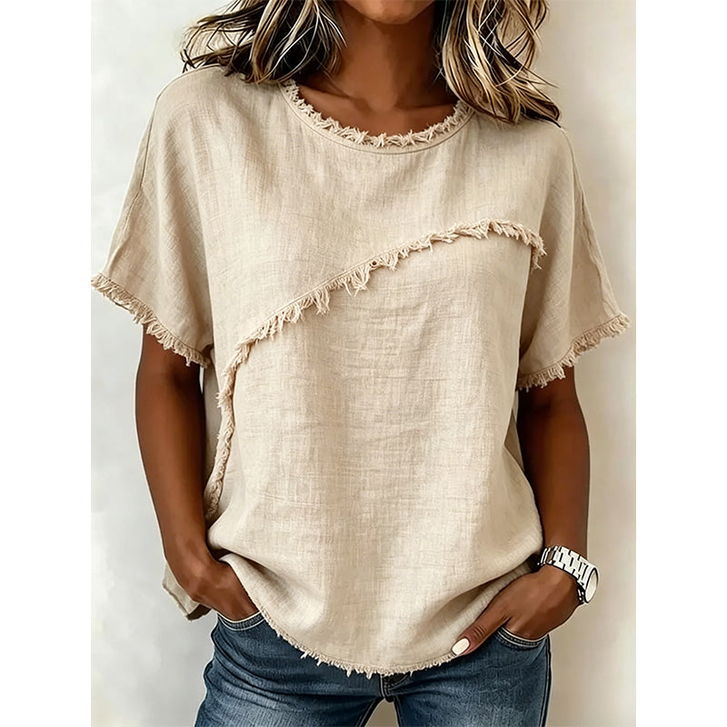 👚 Damen-Sommer-Top mit rohen Saumkanten & Paneelen – leicht, luftig & vielseitig für Alltag, Strand & Reisen ☀️🌿
