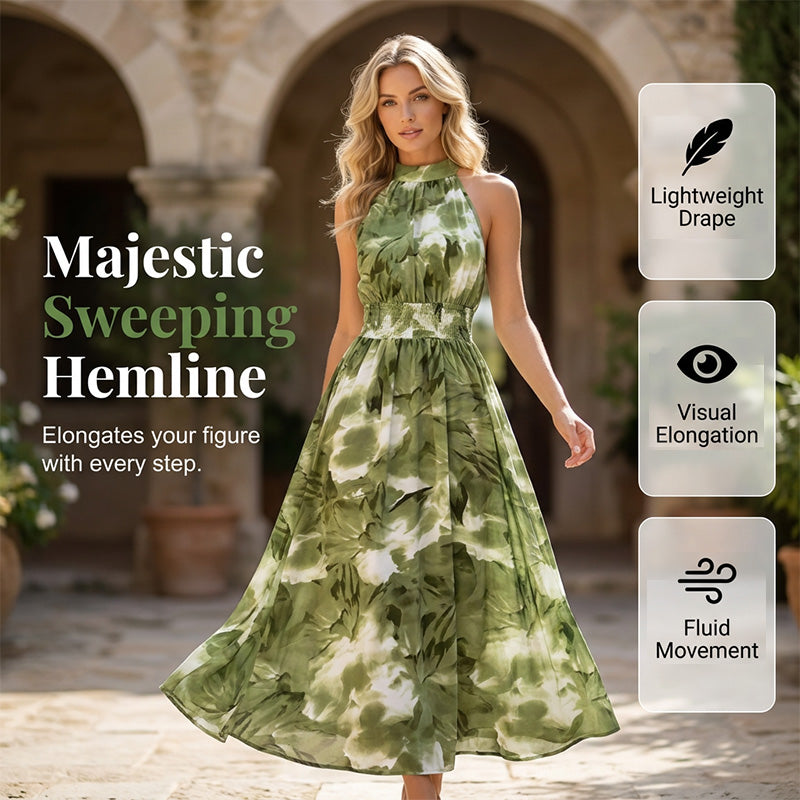 👗 Damen-Kleid mit Halsterneck, ärmellos & bedruckt – leicht, luftig & vielseitig für Sommer, Strand & Freizeit 🌸☀️