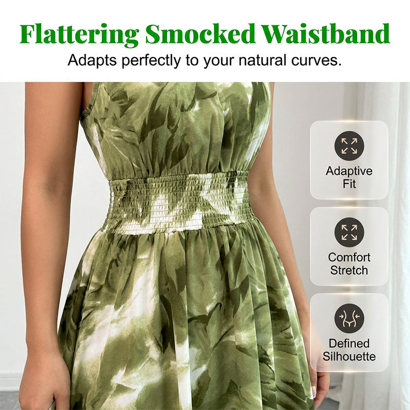 👗 Damen-Kleid mit Halsterneck, ärmellos & bedruckt – leicht, luftig & vielseitig für Sommer, Strand & Freizeit 🌸☀️