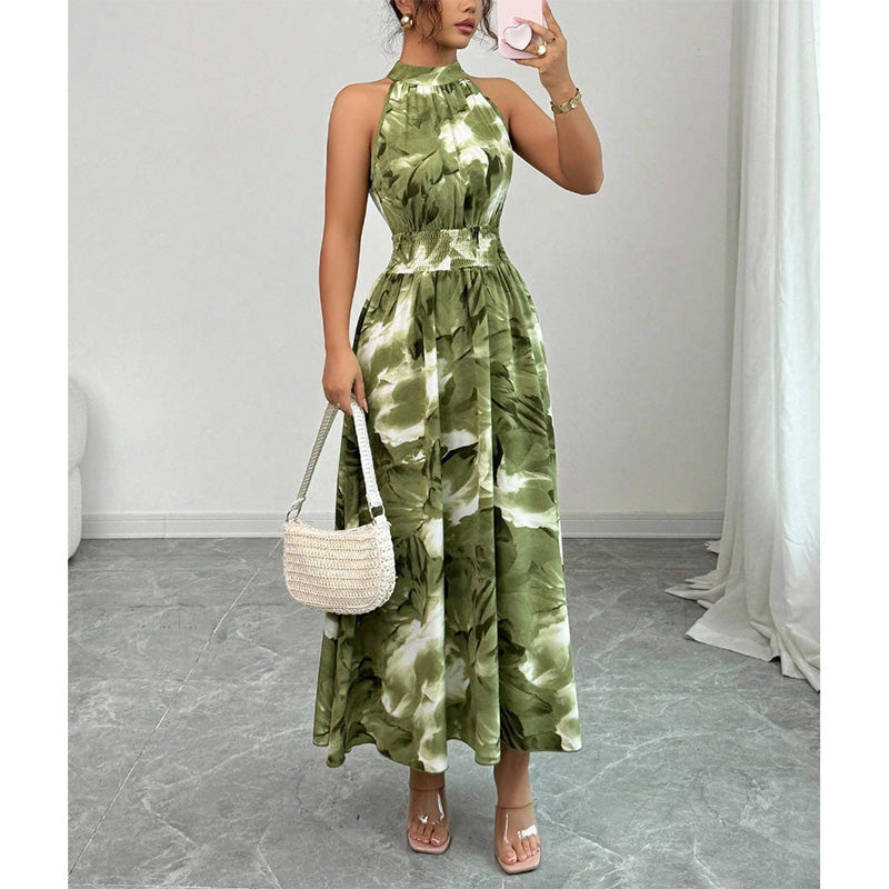 👗 Damen-Kleid mit Halsterneck, ärmellos & bedruckt – leicht, luftig & vielseitig für Sommer, Strand & Freizeit 🌸☀️