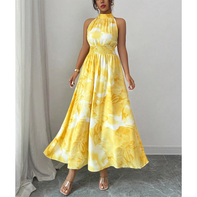 👗 Damen-Kleid mit Halsterneck, ärmellos & bedruckt – leicht, luftig & vielseitig für Sommer, Strand & Freizeit 🌸☀️