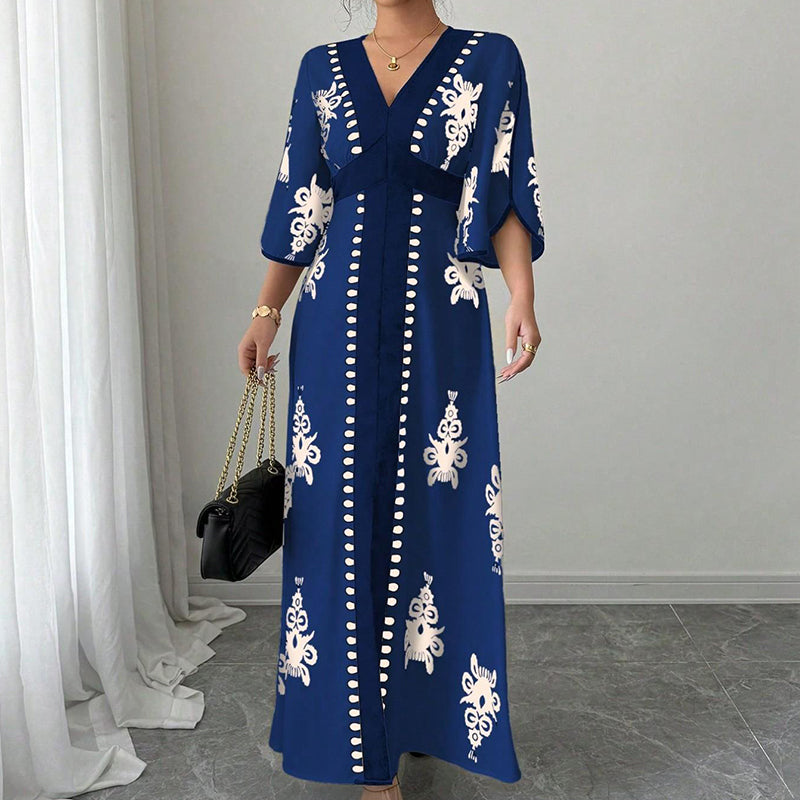 🌿 Bohème-Sommerkleid mit weitem Schnitt – figurschmeichelnder V-Ausschnitt, weich fallender Stoff & ideal für Gartenpartys, Strandspaziergänge & Dinner Dates