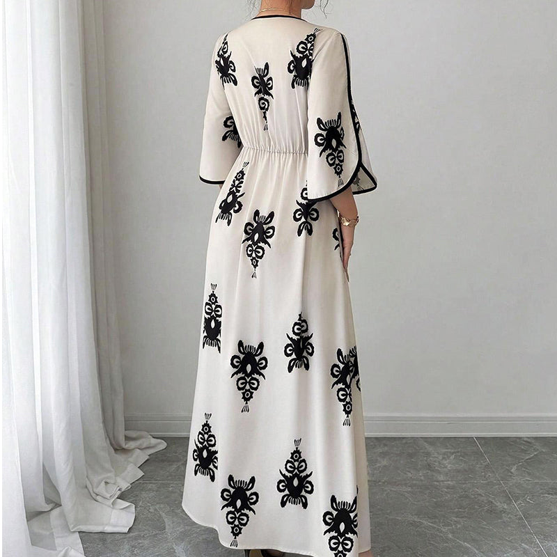 🌿 Bohème-Sommerkleid mit weitem Schnitt – figurschmeichelnder V-Ausschnitt, weich fallender Stoff & ideal für Gartenpartys, Strandspaziergänge & Dinner Dates