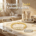 📿 ZEITLICH BEGRENZT 50% RABATT! 💥 Damen Goldton Zirkonia Kettenarmband – Kubanische Glieder, Zirkon-Akzente, Faltschließe ✨