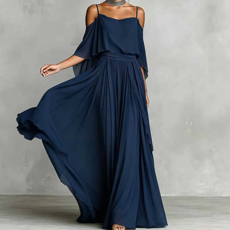 👗 Fließendes, ärmelloses Kleid mit einseitigem Ausschnitt – minimalistisches Design, weiter, weiterer Rock & edler Look, ideal für besondere Anlässe & den eleganten Alltag 🌙
