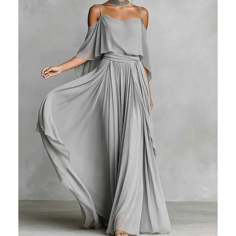 👗 Fließendes, ärmelloses Kleid mit einseitigem Ausschnitt – minimalistisches Design, weiter, weiterer Rock & edler Look, ideal für besondere Anlässe & den eleganten Alltag 🌙