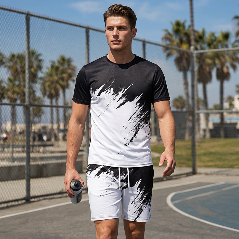 👕 2-teiliges Sommer-Set für Herren – mit dynamischem Print, atmungsaktiv & bequem für Alltag, Sport & Freizeit ☀️🩳