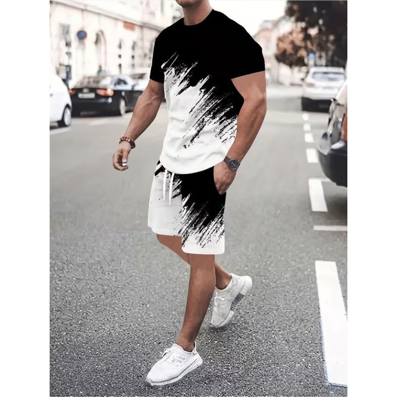 👕 2-teiliges Sommer-Set für Herren – mit dynamischem Print, atmungsaktiv & bequem für Alltag, Sport & Freizeit ☀️🩳