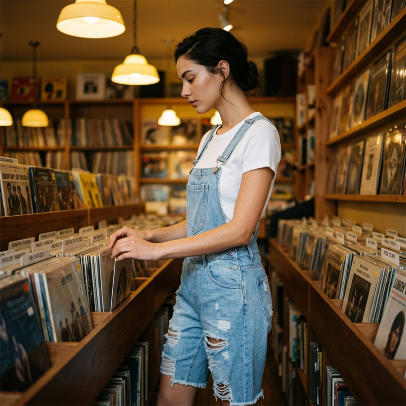 👖 Damen-Overalls in 5/4-Länge – hellblaue Used-Jeans mit Loch-Details, ausgefranste Kanten & lässiger Schnitt, ideal für den urbanen Alltag & den Sommer 🌊