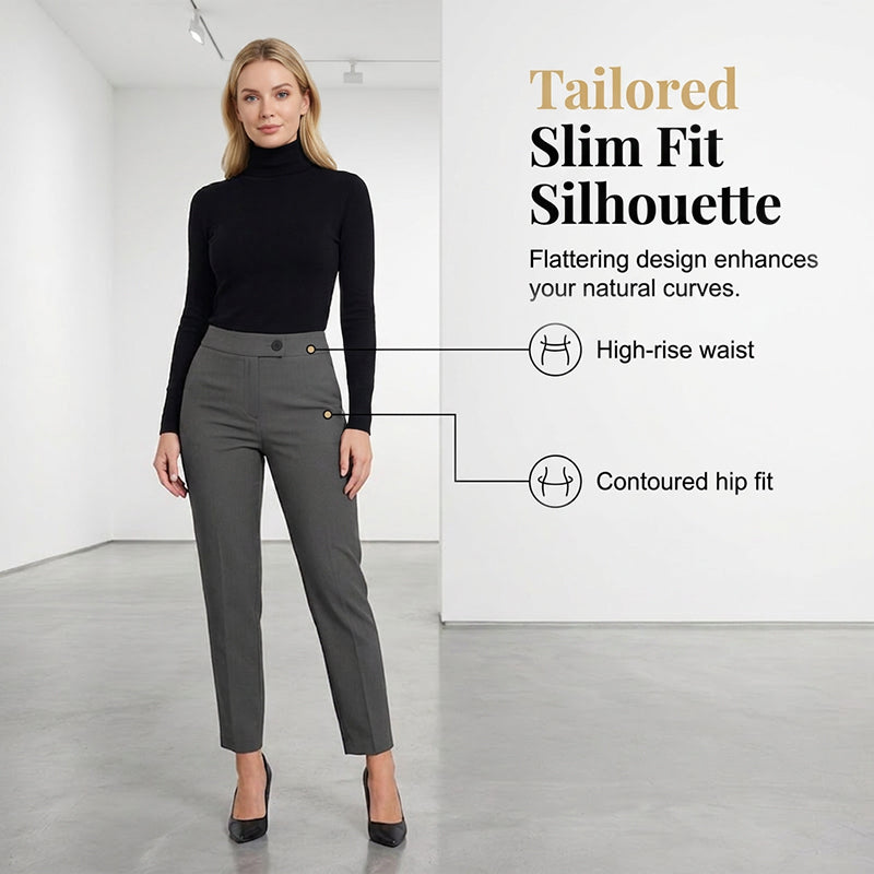 ⏰ 50 % RABATT – Nur für kurze Zeit 👖 Damen 7/8 Stoffhose ✨ Hohe Taille, Schmale Passform & Zeitloser Eleganter Stil