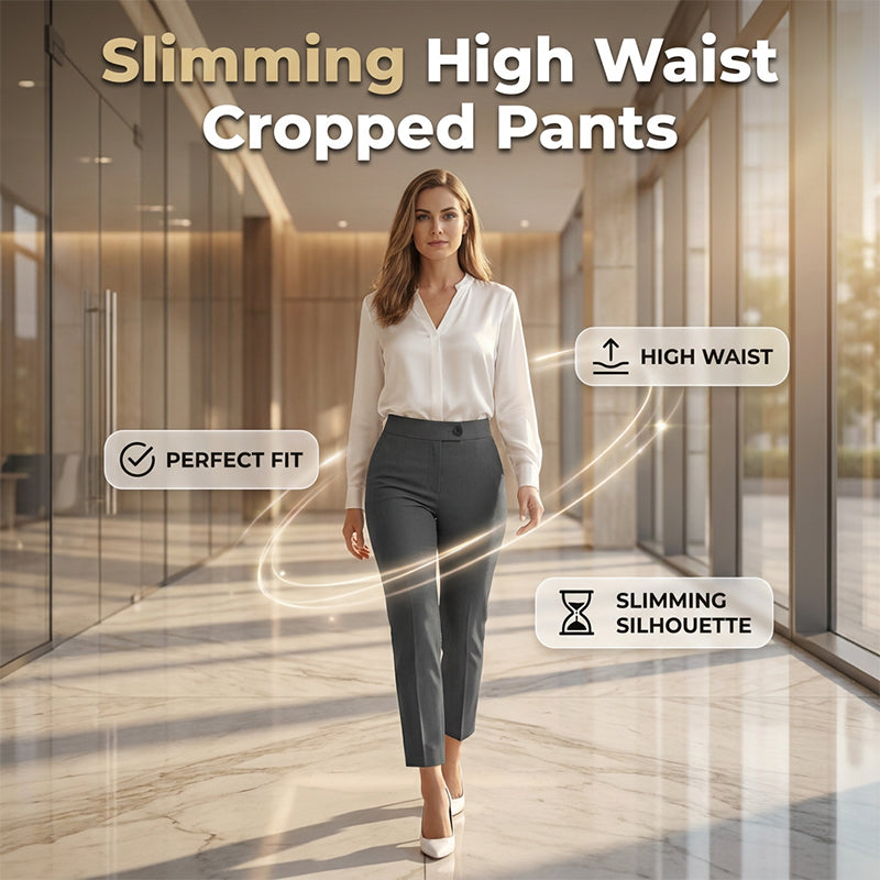 ⏰ 50 % RABATT – Nur für kurze Zeit 👖 Damen 7/8 Stoffhose ✨ Hohe Taille, Schmale Passform & Zeitloser Eleganter Stil