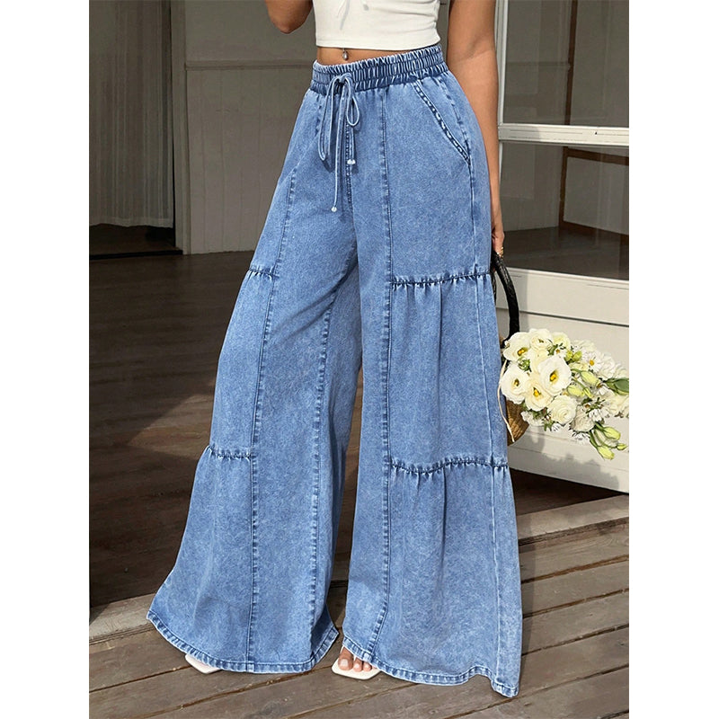 🍃 Schlanke Weitbeinhose mit hohem Bund – verlängert optisch die Beine, betont die Taille & kaschiert kleine Problemzonen, perfekt für Blusen, T-Shirts & Blazer👖