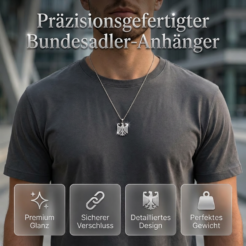 🦅🇩🇪 Halskette mit Bundesadler-Emblem – 50% RABATT! Trage deine Verbundenheit mit Stolz – edles Design, hochwertig verarbeitet. 🔥✨