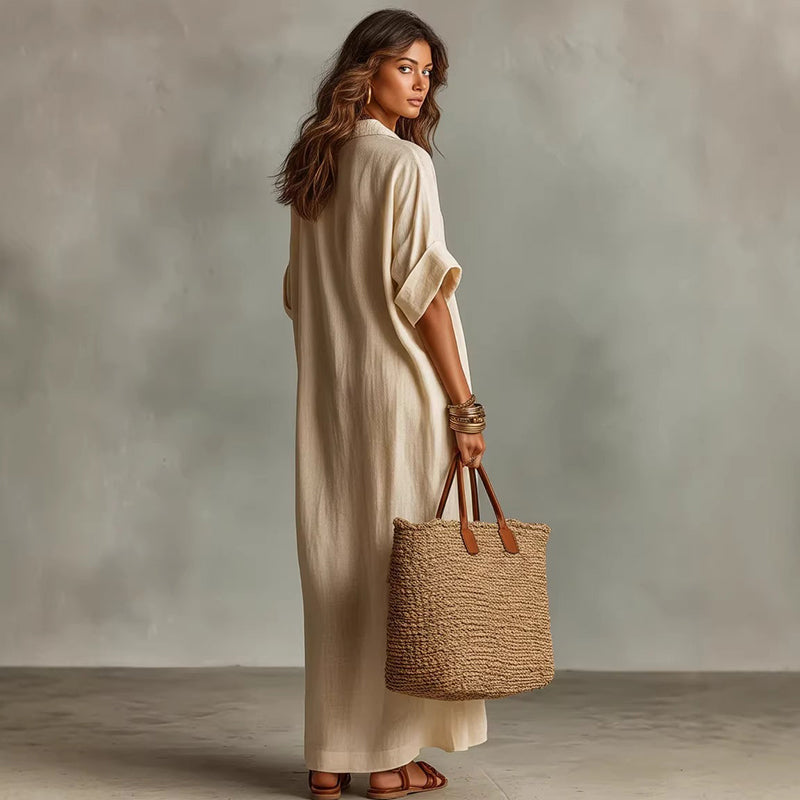👗 50% RABATT!✨ Zeitloses Kleid in gedeckten Farben – klare Linienführung, weich fallender Stoff, passt zu jedem Anlass – von morgens bis abends