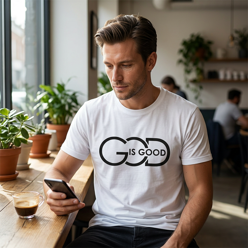✝️ Herren T-Shirt „God is Good“ 🌿 Christliches Motiv, Bequeme Passform & Zeitloser Freizeitstil