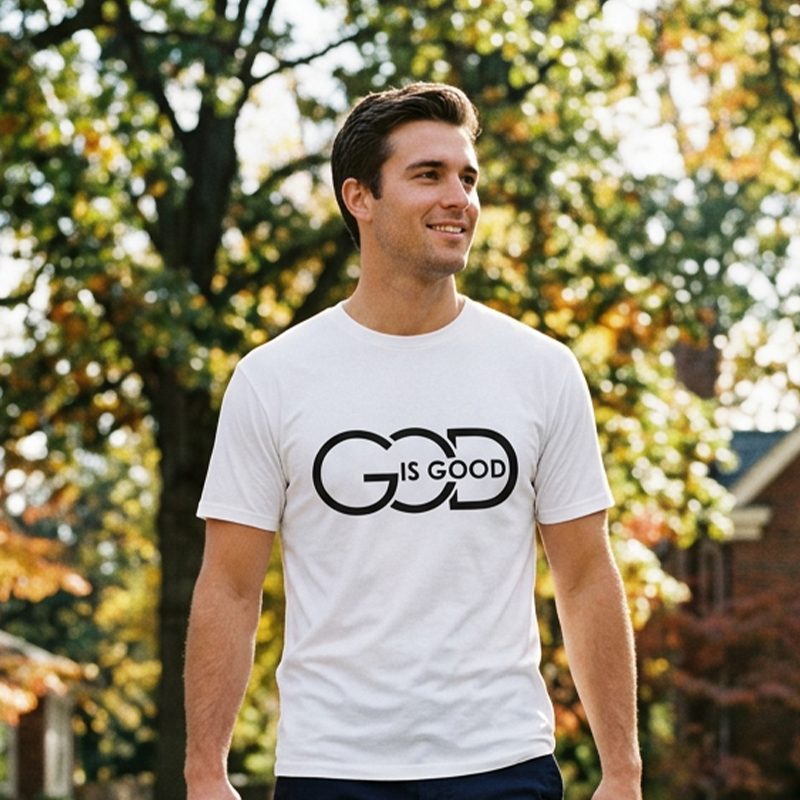 ✝️ Herren T-Shirt „God is Good“ 🌿 Christliches Motiv, Bequeme Passform & Zeitloser Freizeitstil