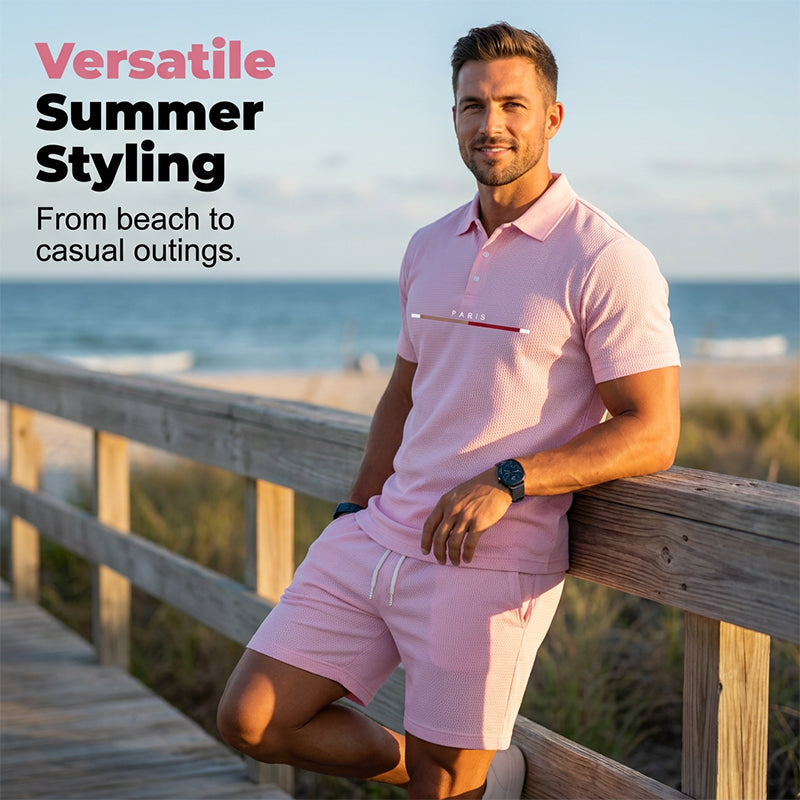 👕 2-teiliges Sommer-Set für Herren – Polo-Shirt & Shorts, atmungsaktiv, bequem & vielseitig für Sport, Alltag & Freizeit ☀️🏌️