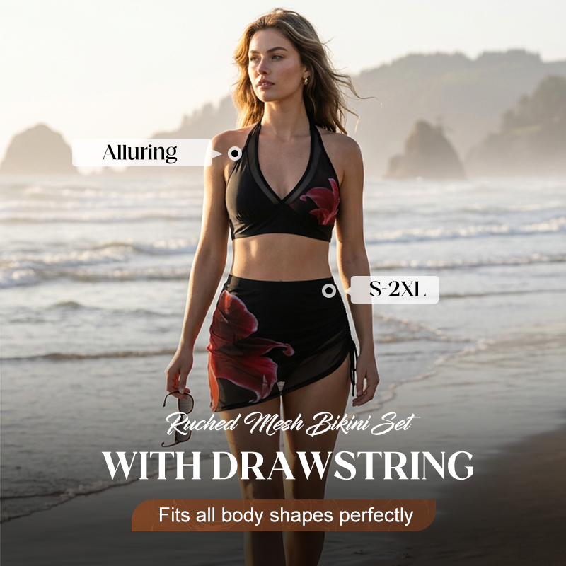 👙 50% RABATT JETZT! 🩱 Gerafftes Mesh-Bikini-Set mit Kordelzug – Weich, atmungsaktiv & verstellbar – Perfekt für Strand, Pool oder Sommerurlaub – schmeichelnd und komfortabel 🌊✨