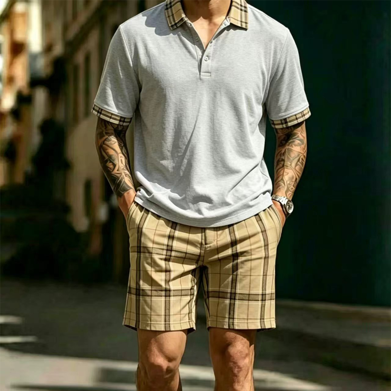👕 2-teiliges Freizeit-Set für Herren – Poloshirt & gemusterte Shorts, atmungsaktiv, bequem & vielseitig für Sommer, Alltag & Urlaub ☀️