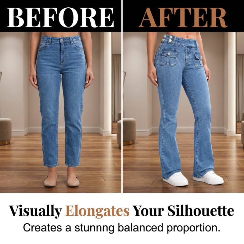 ⏰ 50 % RABATT – Nur für kurze Zeit ✨👖 Damen-High-Waist-Schlagjeans – figurschmeichelnd, bequem & vielseitig für Alltag, Büro & Freizeit