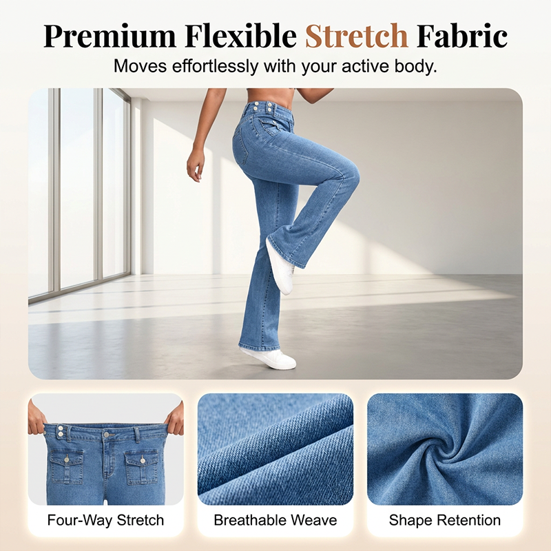 ⏰ 50 % RABATT – Nur für kurze Zeit ✨👖 Damen-High-Waist-Schlagjeans – figurschmeichelnd, bequem & vielseitig für Alltag, Büro & Freizeit