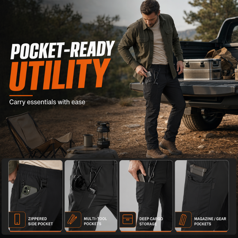 👖 Taktische Cargohose für Herren – elastisch, atmungsaktiv & mit vielen Taschen, robust & strapazierfähig, ideal für Outdoor, Training & den täglichen Einsatz 🏕️