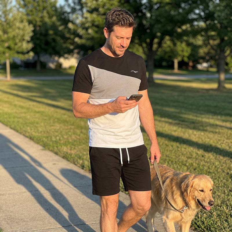 👕 2-teiliges Freizeit-Set für Herren – Color-Block T-Shirt & Shorts, atmungsaktiv, bequem & vielseitig für Alltag, Sport & Reisen 🌿