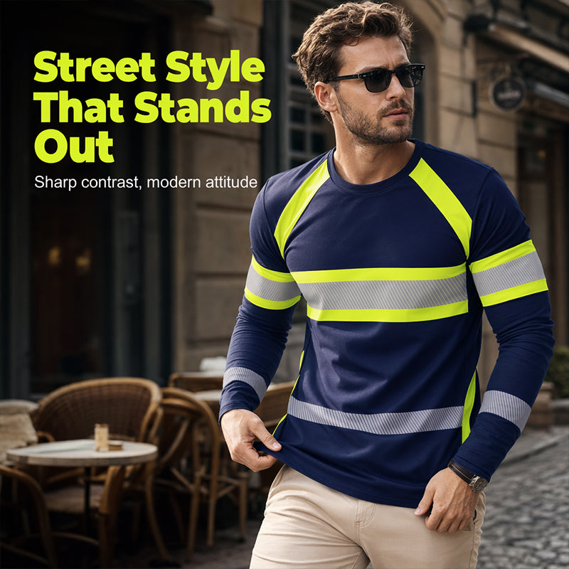 Rundhals Colorblock Langarm T-Shirt