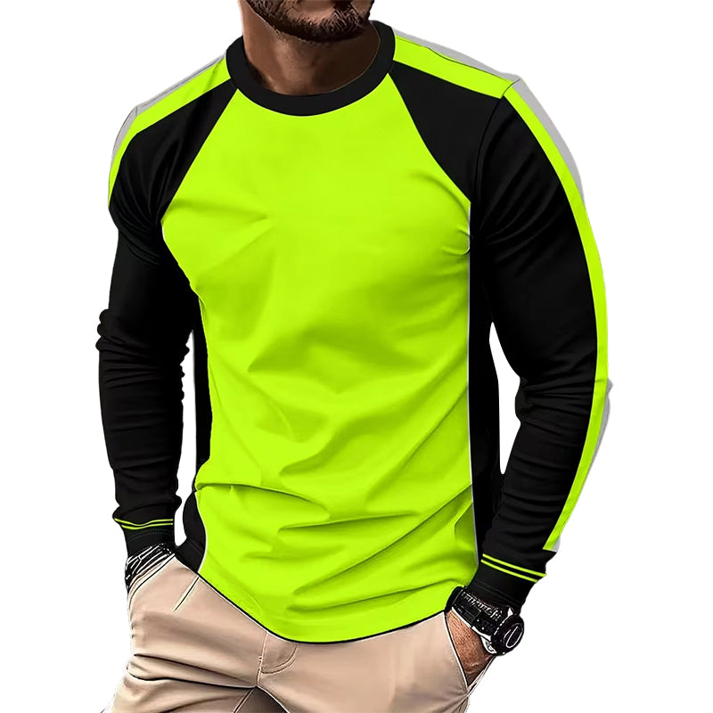 Rundhals Colorblock Langarm T-Shirt