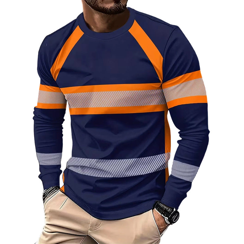 Rundhals Colorblock Langarm T-Shirt