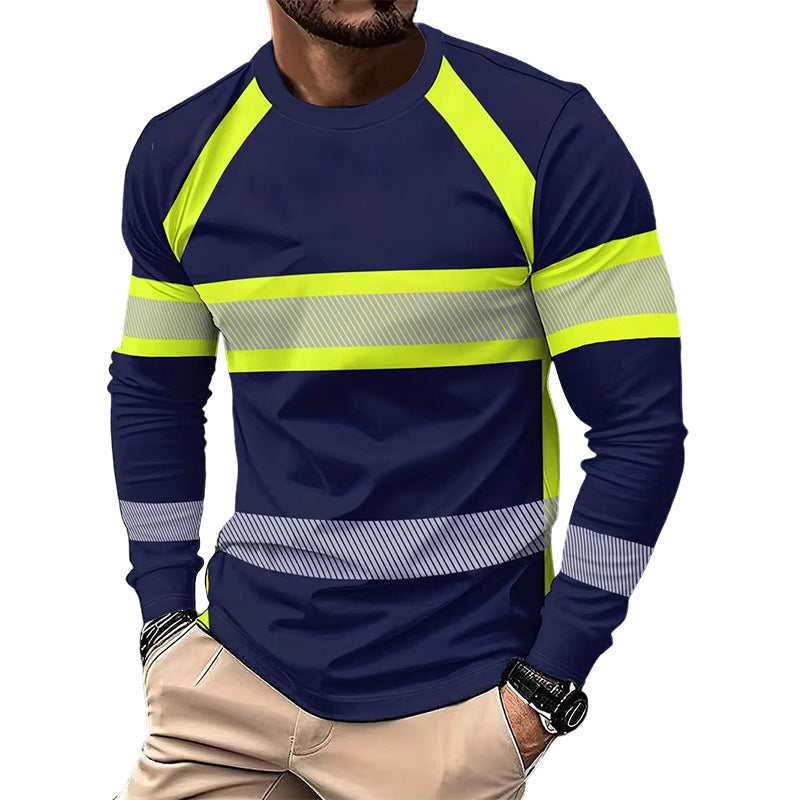 Rundhals Colorblock Langarm T-Shirt