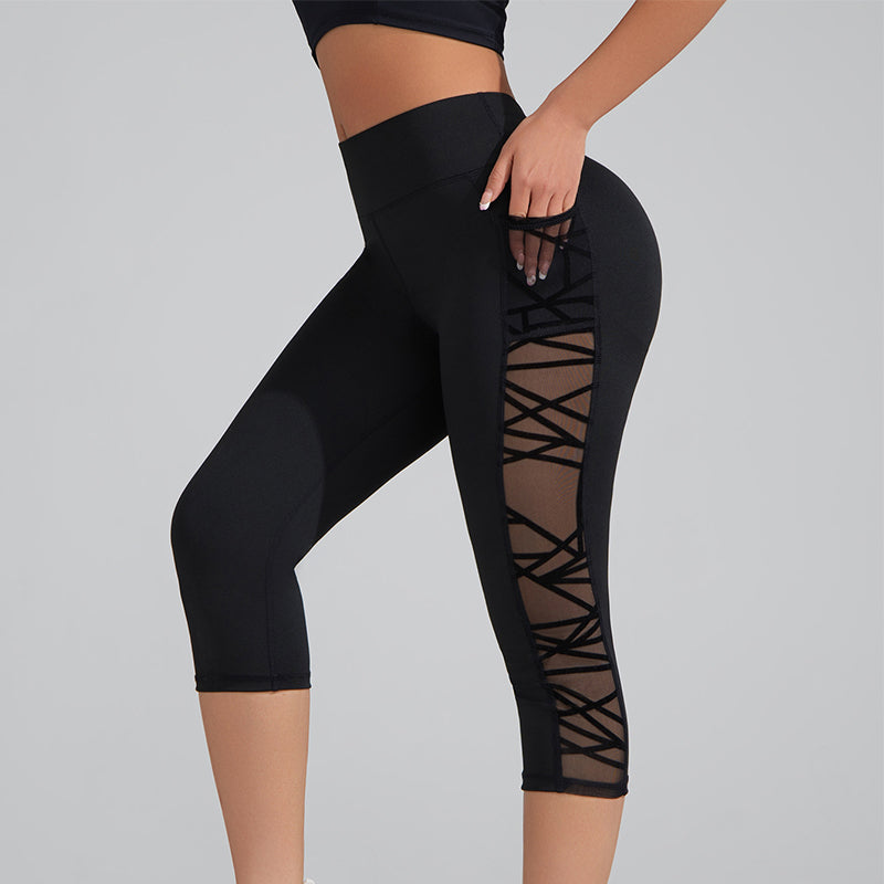 ⏰ 50 % RABATT – Nur für kurze Zeit 🧘‍♀️ Figurbetonte Yogahose mit Netz-Einsätzen – gepolsterte Taille, praktische Tasche & Beinabschluss, ideal für Yoga, Fitness & den aktiven Alltag ✨