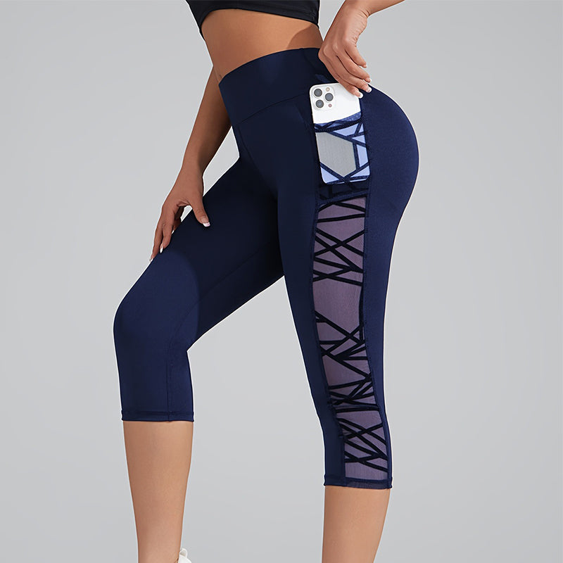 ⏰ 50 % RABATT – Nur für kurze Zeit 🧘‍♀️ Figurbetonte Yogahose mit Netz-Einsätzen – gepolsterte Taille, praktische Tasche & Beinabschluss, ideal für Yoga, Fitness & den aktiven Alltag ✨