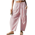 👖 Leichte Leinen-Cargohose – kariertes Muster, 7/8-Länge, weiter Schnitt & praktische Taschen, für Sommer und entspannte Tage 🌿