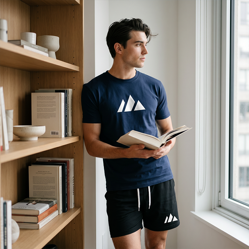 Herren Kurzarm-T-Shirt & Shorts-Set mit Kordelzug