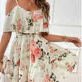 👗🌸 50 % RABATT! Damen Boho Blumenprint Cold-Shoulder-Kleid – Leicht, fließend & perfekt für Sommer, Strand & Gartenparty ✨