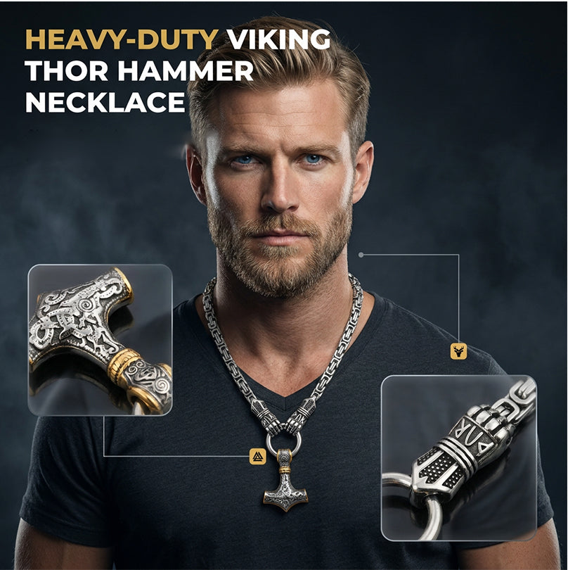 🔨 Nordischer Wikinger-Hammer-Anhänger – kraftvolles Accessoire mit Schutzsymbol, aus hochwertigem Material gefertigt ⚡
