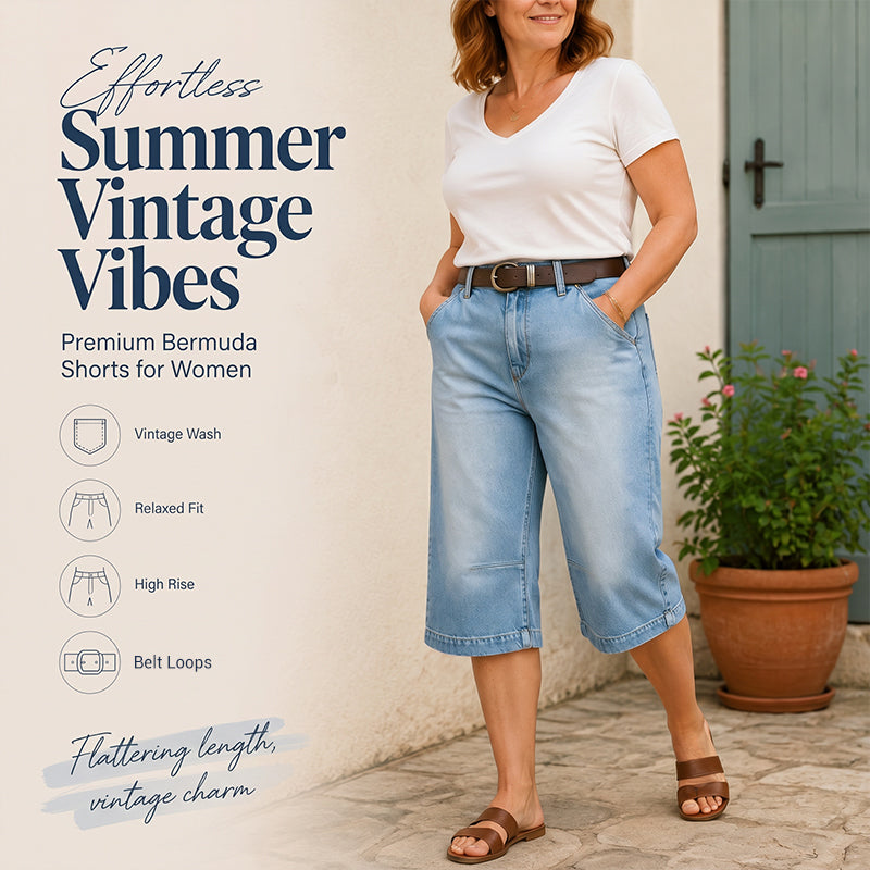 👖 Damen Denim-Bermudashorts ✨ Lockerer Schnitt, Bequem & Ideal für Alltag und Sommer