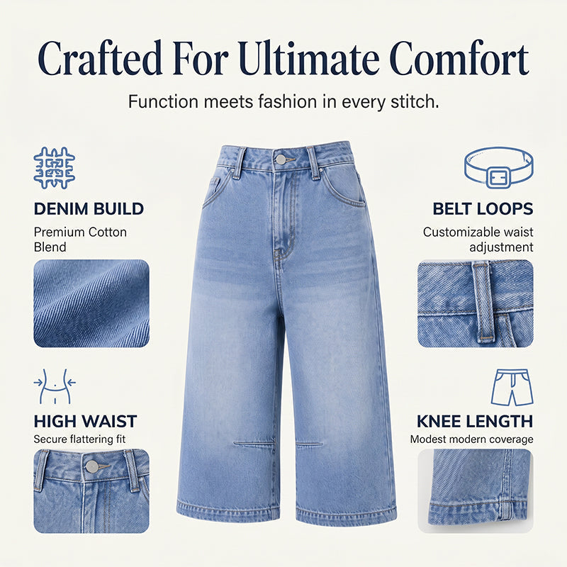 👖 Damen Denim-Bermudashorts ✨ Lockerer Schnitt, Bequem & Ideal für Alltag und Sommer