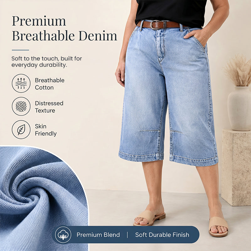 👖 Damen Denim-Bermudashorts ✨ Lockerer Schnitt, Bequem & Ideal für Alltag und Sommer