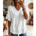 ⏰ 50 % RABATT – Nur für kurze Zeit ✨Lässiges Kurzarm-Top mit V-Ausschnitt für Damen