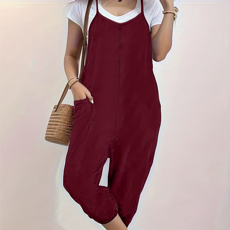 👗✨ 50% RABATT! Damen Spaghettiträger Overall Jumpsuit – Lässig, luftig & perfekt für Sommer, Strand & besondere Anlässe 🌸