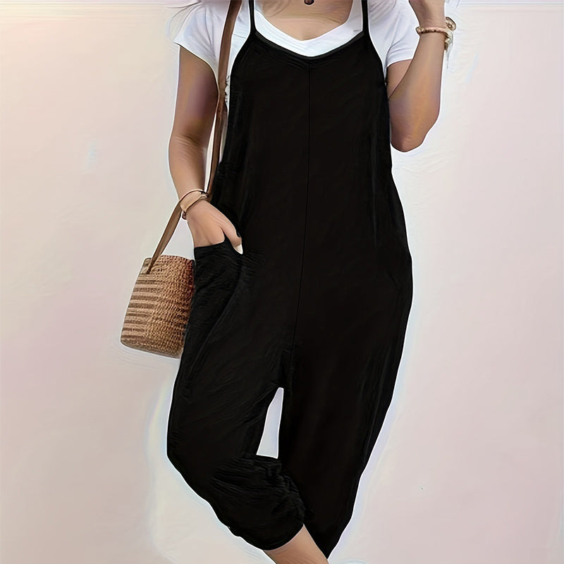 👗✨ 50% RABATT! Damen Spaghettiträger Overall Jumpsuit – Lässig, luftig & perfekt für Sommer, Strand & besondere Anlässe 🌸