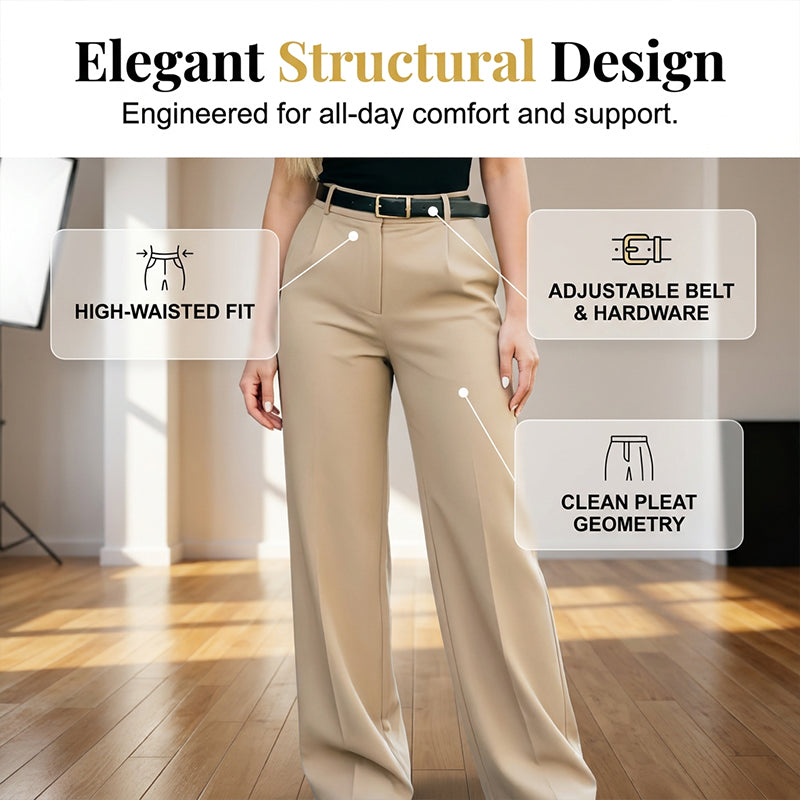 Draped Wide-Leg Trousers