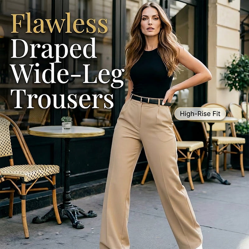 Draped Wide-Leg Trousers