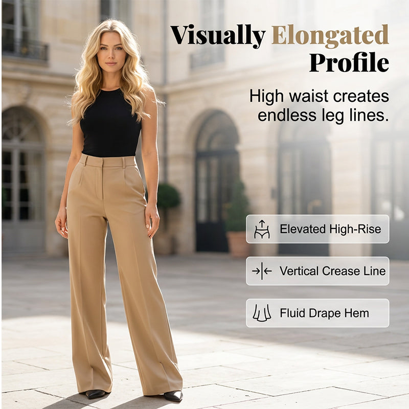Draped Wide-Leg Trousers